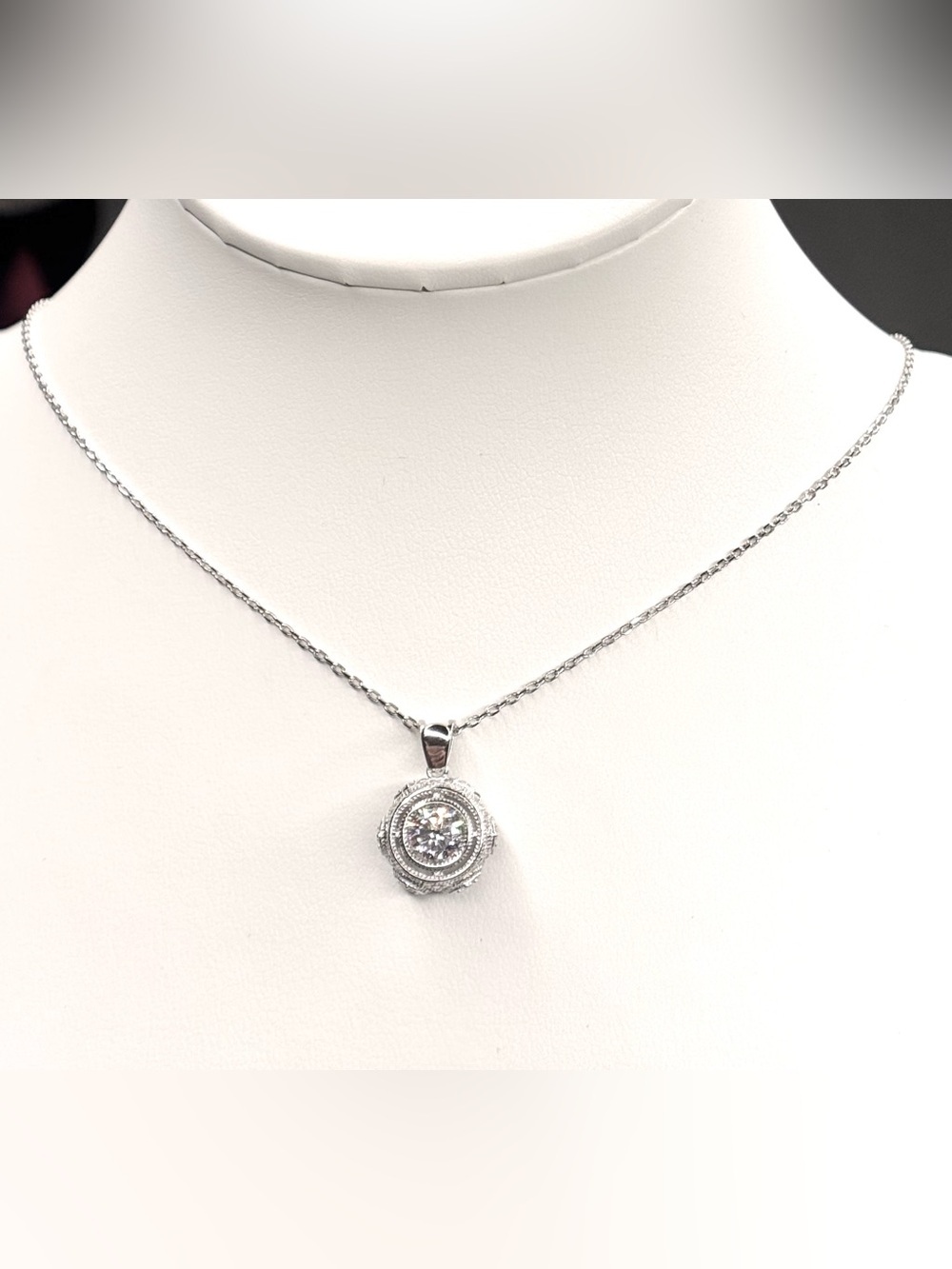18K WG & Sterling Silver Bezel Set Stone Victorian Appeal Finished All Around.